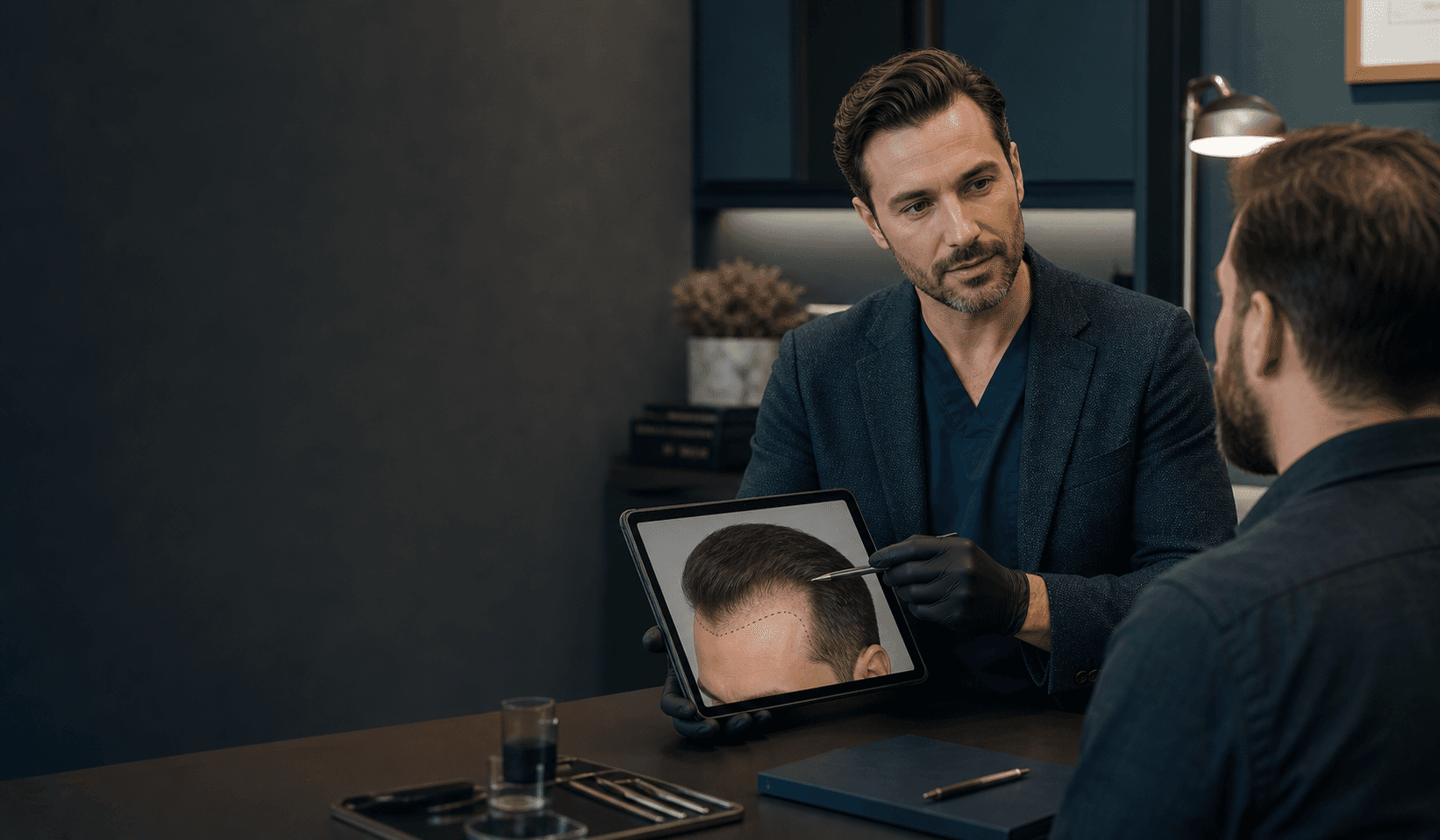 Hair transplant consultation discussing travel-aware planning, package structure, and overseas treatment options